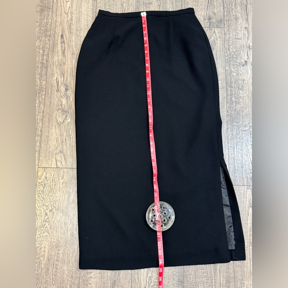 Laura Scott womens skirt black long sz 8 100% polyester side slit designer NWOT